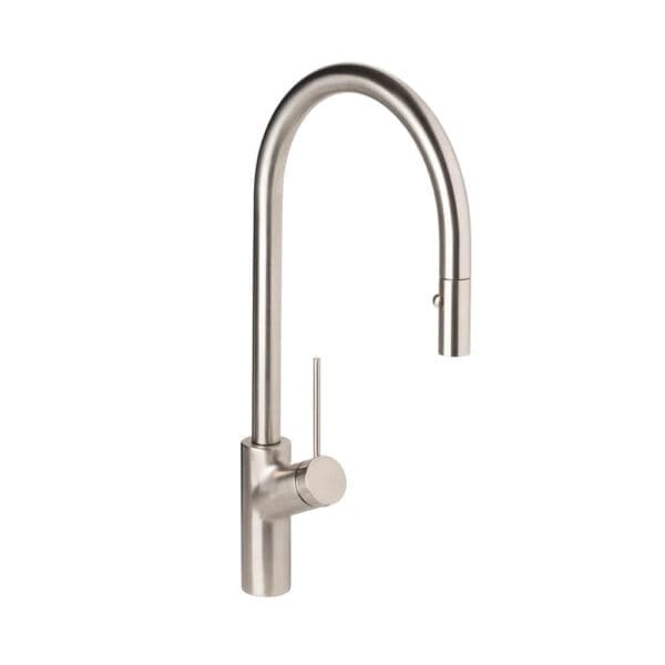 Brushed Nickle Viva Swan Neck Pull down Style Kitchen Tap buy online Mangan Woodcraft ()