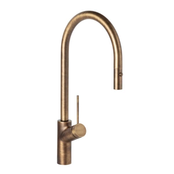Dark Brass Viva Swan Neck Pull down Style Kitchen Tap buy online Mangan Woodcraft ()