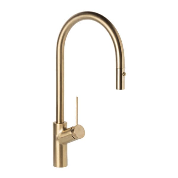 Light Gold Viva Swan Neck Pull down Style Kitchen Tap buy online Mangan Woodcraft ()